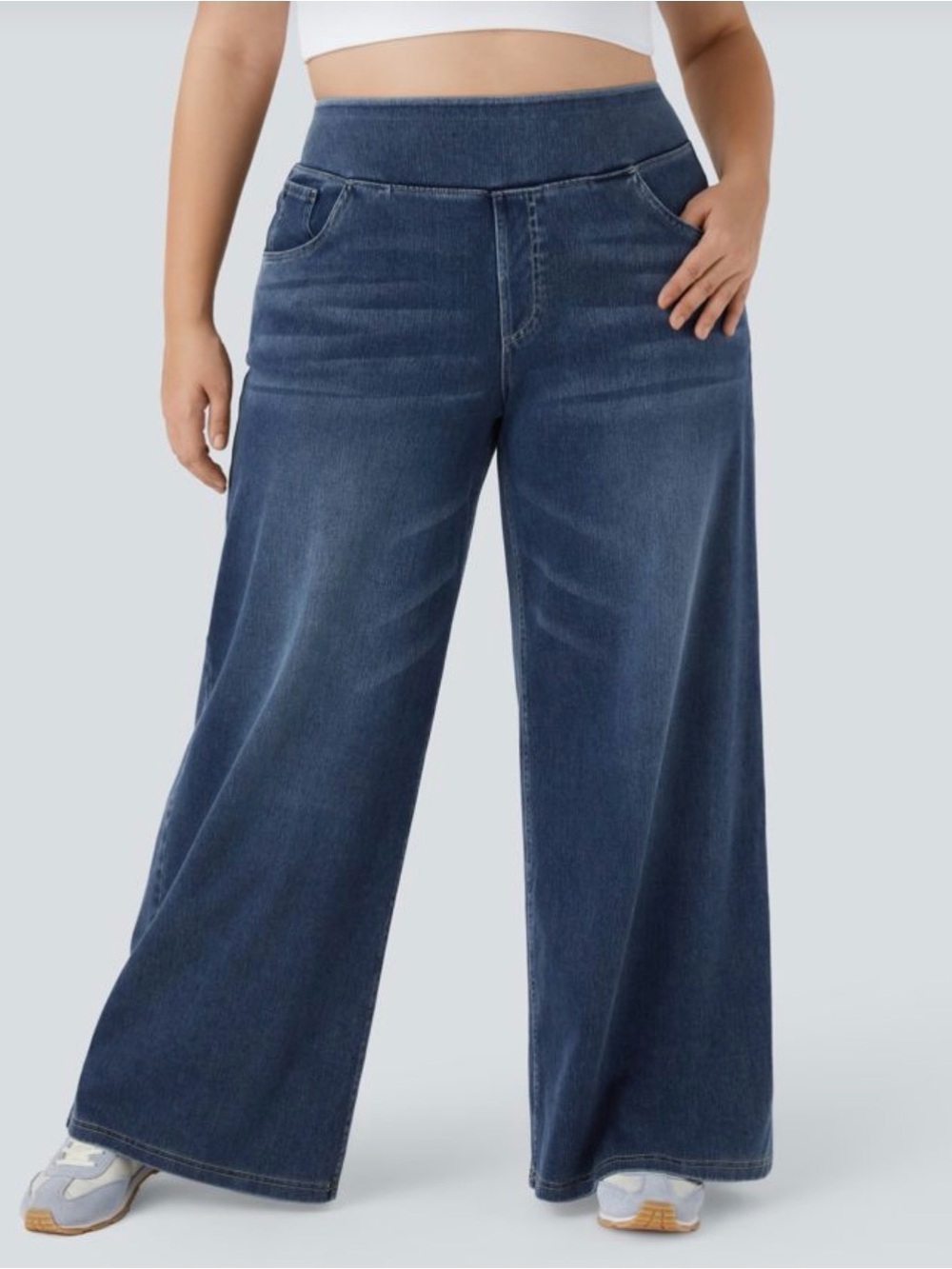Halara pull on wide leg dark blue